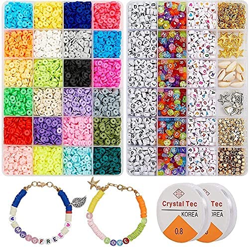 Photo 1 of KeySee Clay Heishi Beads,7100+ Pcs Polymer Clay Flat Beads Kit for Bracelets Making,24 Colors 6mm,DIY Kit for Handmade Bracelets, Necklaces, Earrings, Pendants