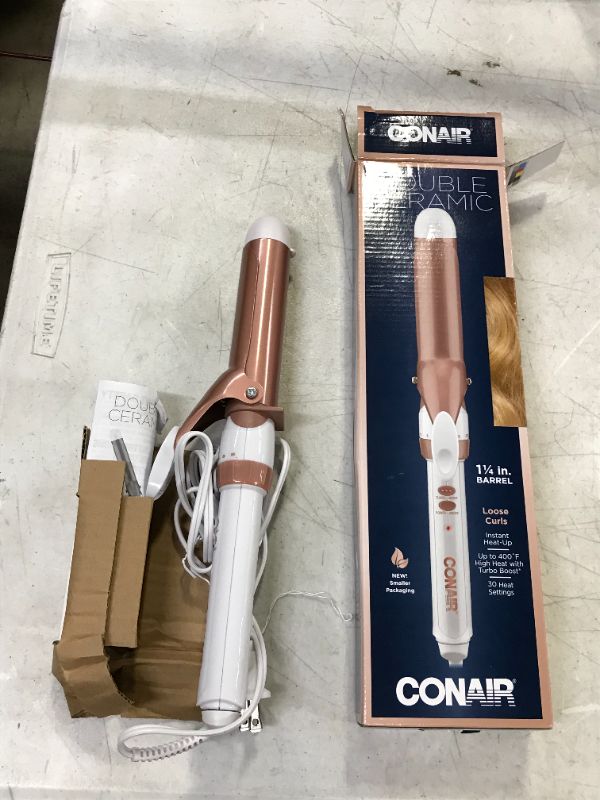 Photo 2 of Conair Double Ceramic Curling Iron; 1.25" White/Rose Gold
