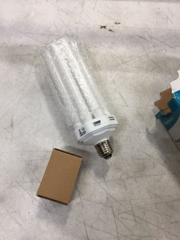 Photo 2 of 300-Watt Equivalent CFLNI Quad Tube E26 Base with Mogul Base Adapter Non-Dimmable CFL Light Bulb, Daylight 6500K
