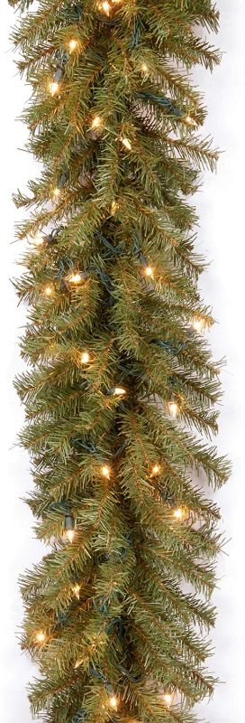 Photo 1 of National Tree Company Pre-Lit Artificial Christmas Garland, Green, Norwood Fir, White Lights, Plug In, Christmas Collection, 9 Feet
