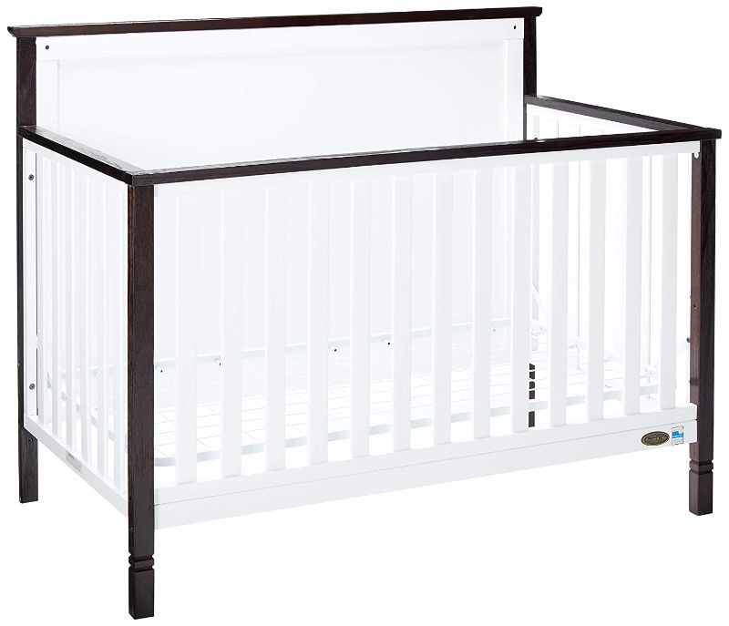 Photo 1 of Dream On Me Alexa II 5 in 1 Convertible Crib in White with Wire Brushed Charcoal, Greenguard Gold Certified
