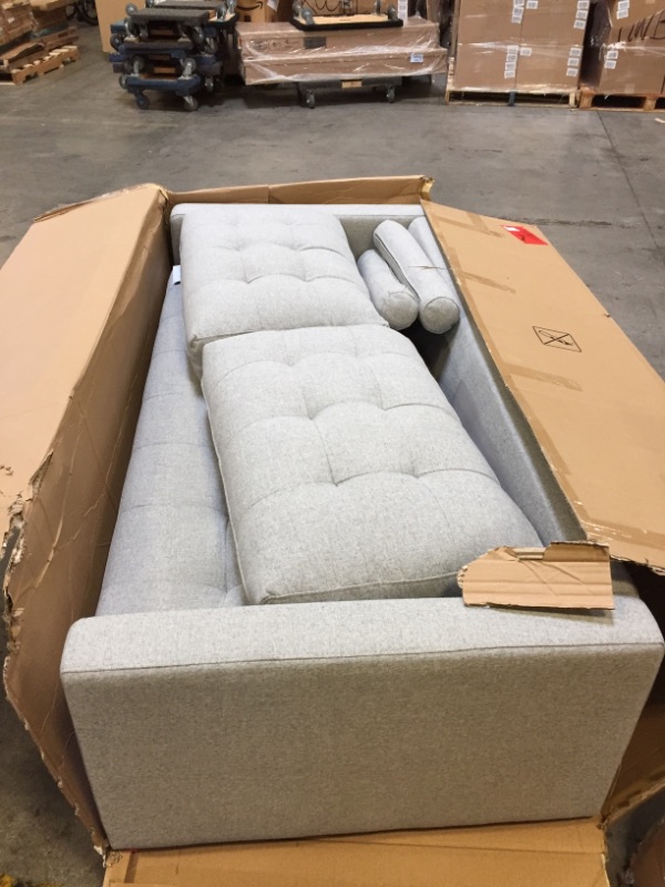 Photo 4 of Amazon Brand – Rivet Cove Mid-Century Modern Tufted Apartment Sofa, 72"W, Light Grey
