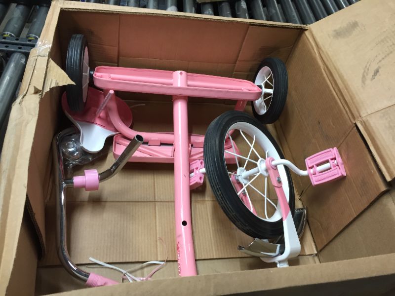 Photo 3 of FOR PARTS ONLY. Radio Flyer Classic Pink Dual Deck Tricycle
