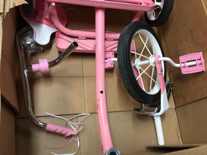 Photo 5 of FOR PARTS ONLY. Radio Flyer Classic Pink Dual Deck Tricycle
