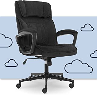 Photo 1 of Serta Hannah Microfiber Office Chair with Headrest Pillow, Adjustable Ergonomic with Lumbar Support, Soft Fabric, Charcoal Grey
