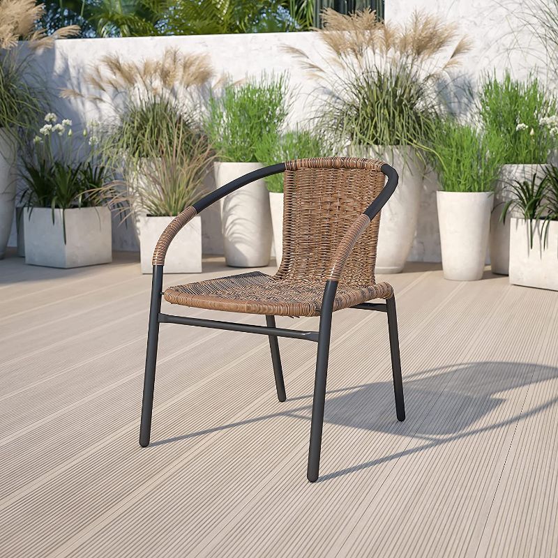 Photo 1 of Flash Furniture Rattan Indoor-Outdoor Restaurant Stack Chair