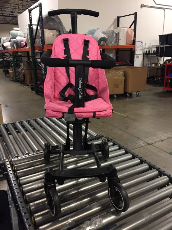 Photo 2 of Dream On Me, Coast Stroller Rider, Lightweight, One hand easy fold, Travel Ready, Strudy, Adjustable Handles, Soft-Ride Wheels, Easy to push, Pink , 13.5-pound
