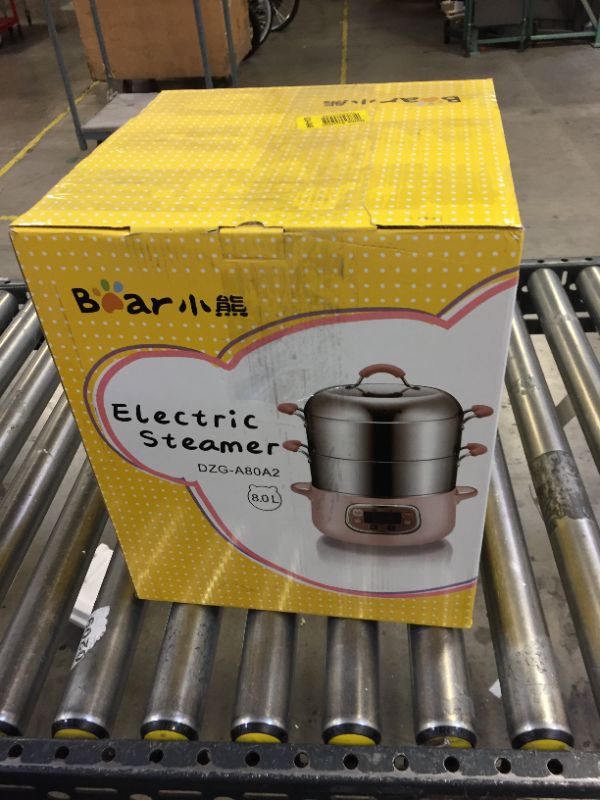 Photo 1 of Electric Steamer 304 Stainless Steel Three Layer Large Capacity Reservation Time Multilayer Multifunctional Pot 8L 1200W
