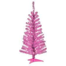 Photo 1 of Tinsel Trees 4' Pink Artificial Christmas Tree with Plastic Stand
