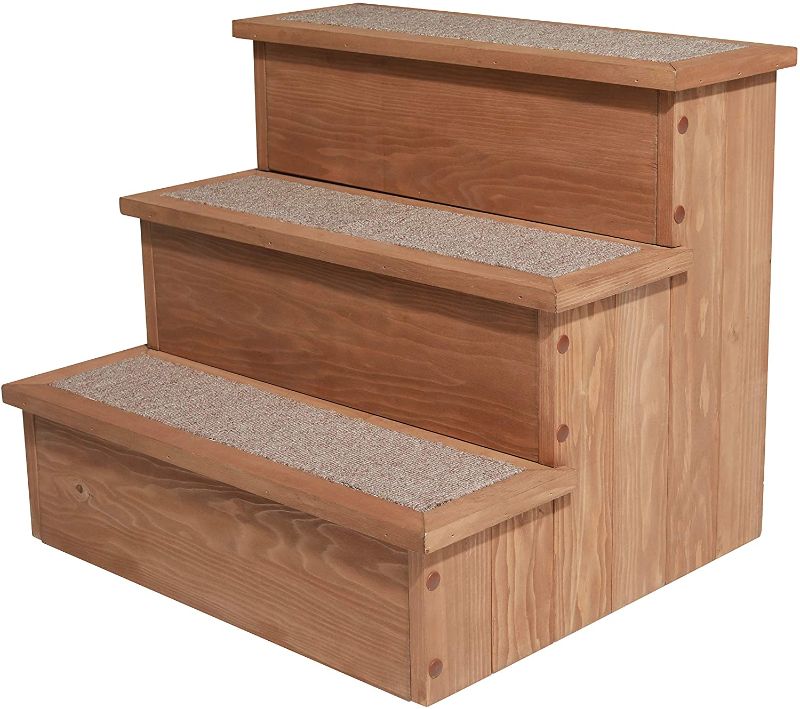 Photo 1 of zoovilla PTR0082212010 Yorkshire Pet Step with Storage, Wood Bedside Ramp with Storage, Natural Wood, 15.55?D x 17.50?W x 14.76?H

