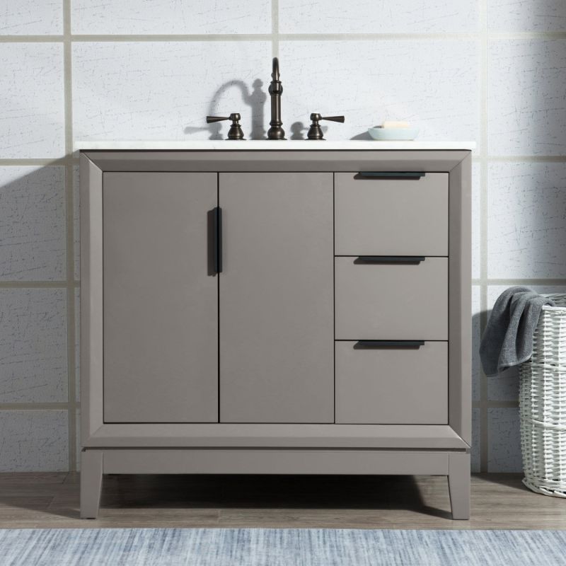 Photo 1 of 
Water Creation Elizabeth 36-Inch Single Sink Carrara White Marble Vanity GRAY