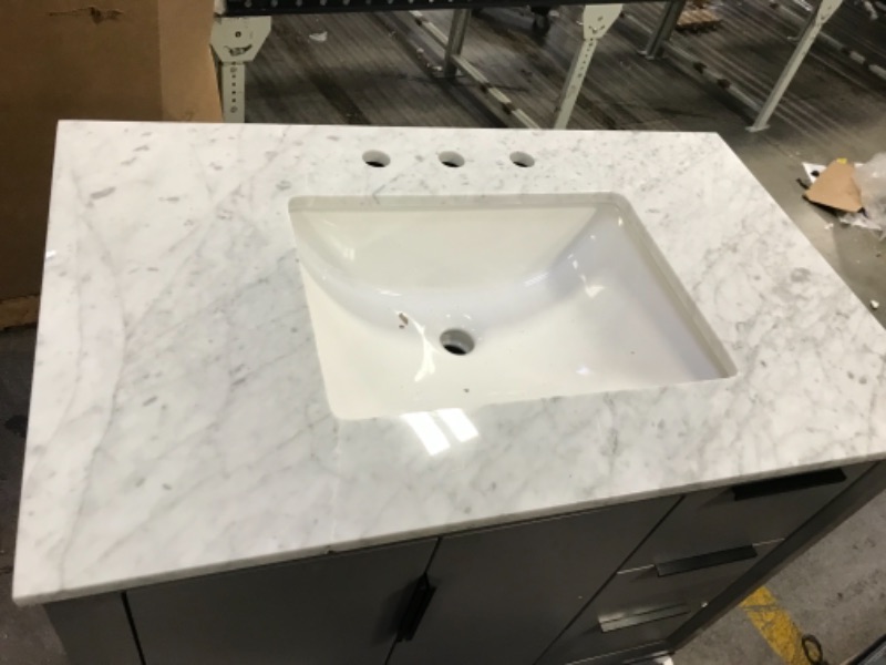 Photo 4 of 
Water Creation Elizabeth 36-Inch Single Sink Carrara White Marble Vanity GRAY