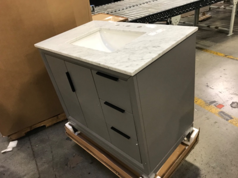 Photo 2 of 
Water Creation Elizabeth 36-Inch Single Sink Carrara White Marble Vanity GRAY