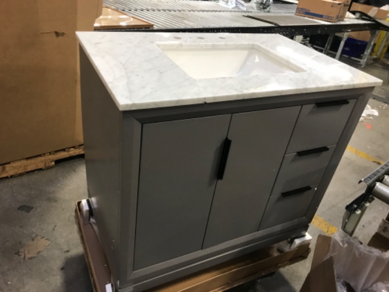 Photo 3 of 
Water Creation Elizabeth 36-Inch Single Sink Carrara White Marble Vanity GRAY