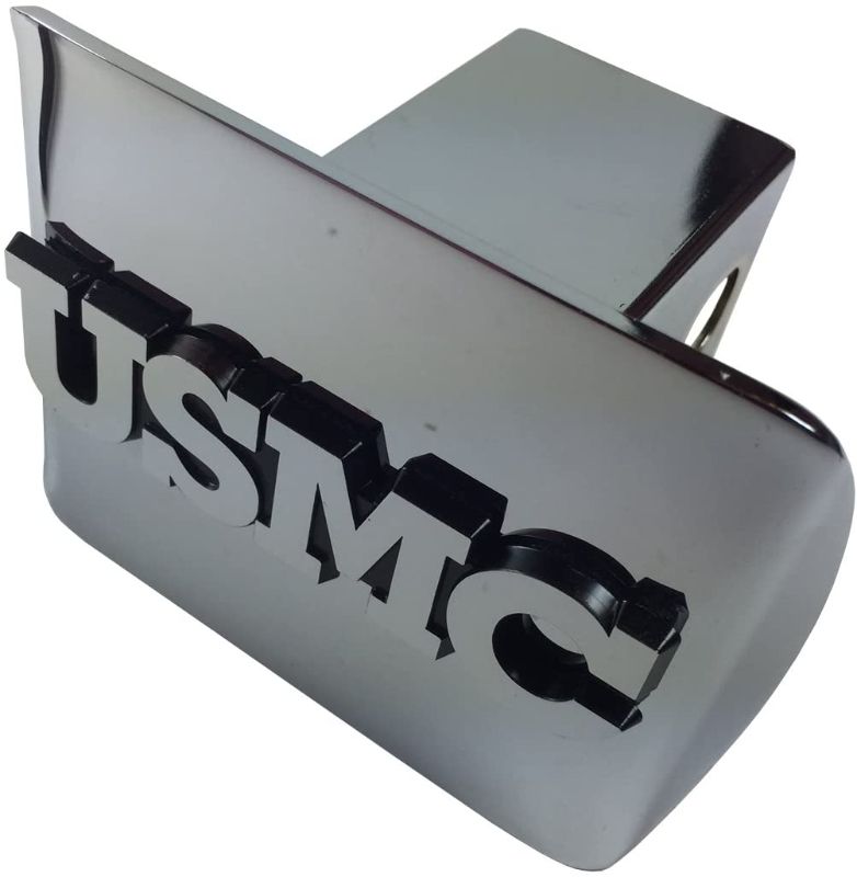 Photo 1 of "USMC" Marine Emblem on Chrome METAL Hitch Cover
