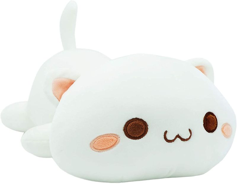 Photo 1 of Cute Kitten Plush Toy Stuffed Animal Pet Kitty Soft Anime Cat Plush Pillow for Kids (White A, 12")
