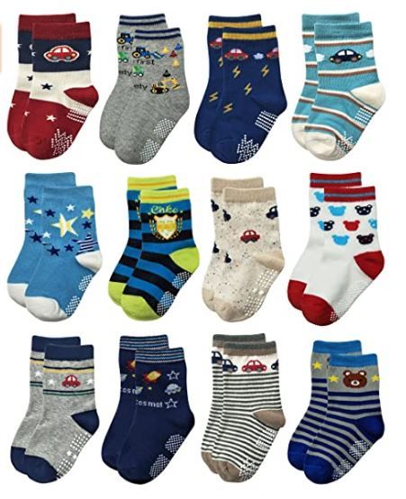 Photo 1 of RATIVE RB-71112 Non Skid Anti Slip Crew Socks With Grips For Baby Toddlers Boys SIZE 3-9 MONTHS
