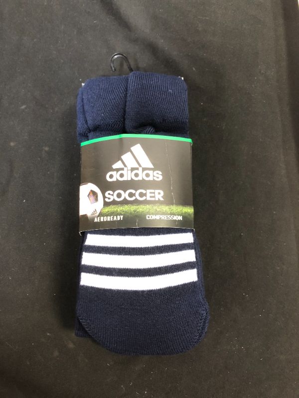 Photo 2 of Adidas Unisex Rivalry Soccer 2-Pack Otc Sock, Collegiate Navy/White, Medium
