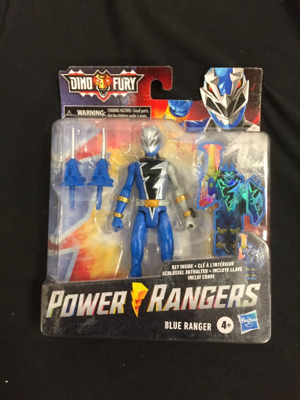 Photo 2 of Power Rangers Dino Fury Blue Ranger 6-Inch Action Figure Toy Inspired by TV Show with Dino Fury Key and Weapon Accessories for Ages 4 and Up
