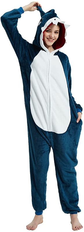 Photo 1 of ABENCA Shark Onesie Kids Animal Costume Girls Pajamas One Piece Plush Sleepwear Cosplay Halloween Christmas SIZE 8-9 YEARS
