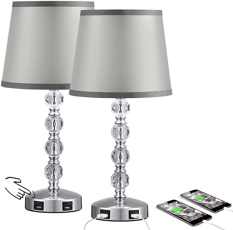Photo 1 of Acaxin 17'' Cute Crystal Table Bedside Lamp Set of 2,  Small Bed Lamp for Bedroom, Guest Room(Bulb Included)

