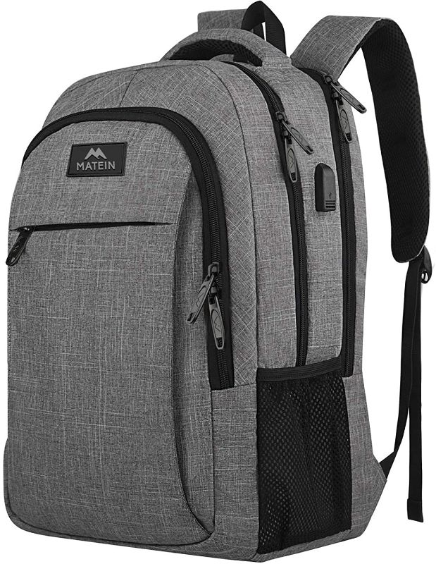Photo 1 of Matein Travel Laptop Backpack, Business Anti Theft Slim Durable Laptops Backpack with USB Charging Port, Water Resistant College School Computer Bag Gifts for Men & Women Fits 15.6 Inch Notebook, Grey
