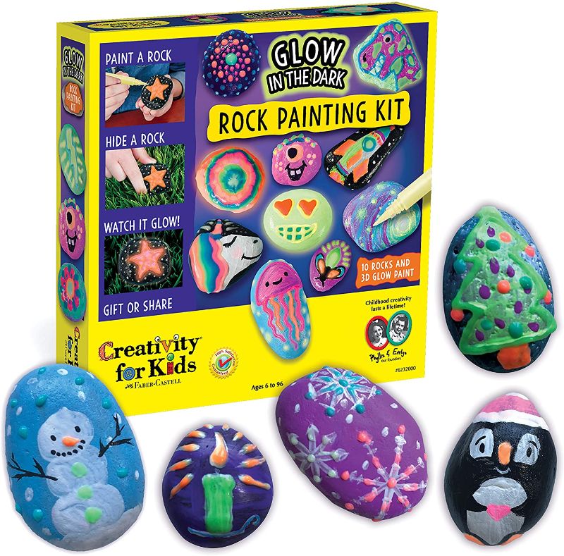 Photo 1 of Creativity for Kids Glow In The Dark Rock Painting Kit - Paint 10 Rocks with Water Resistant Glow Paint - Crafts for Kids
