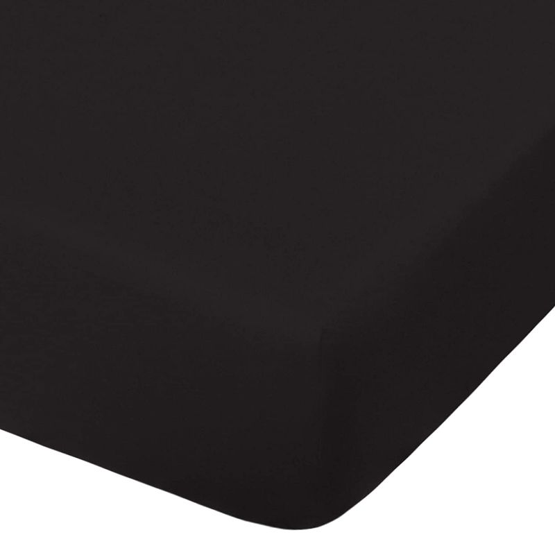 Photo 1 of NTBAY Microfiber Crib Fitted Sheet, Cozy and Soft Solid Color Toddler Sheet, Black, 28 x 52 Inches
