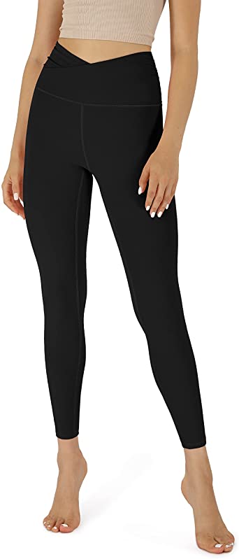 Photo 1 of ODODOS Women's Cross Waist Yoga Leggings with Inner Pocket, Sports Gym Workout Running Pants  SMALL
