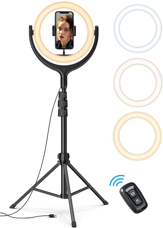 Photo 1 of 10'' Selfie Ring Light 67'' Tripod Stand - Lamicall LED Circle Halo Light with Cell Phone Holder for Live Stream/Makeup/YouTube Video Recording/Photography, ARO De Luz Compatible with 4-6.5'' Phones
