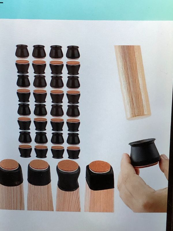 Photo 1 of  CHAIR LEG PROTECTORS FOR HARDWOOD FLOORS, 32 PIECE SILICONE BLACK