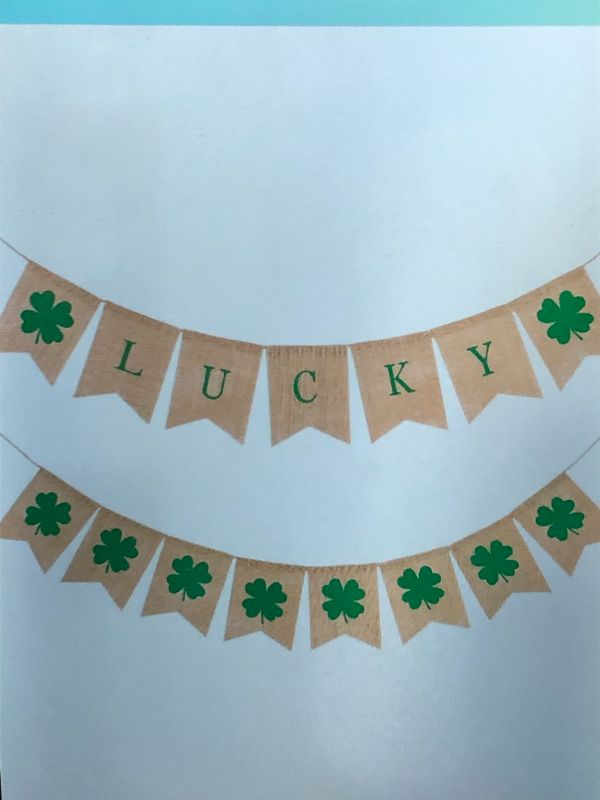 Photo 1 of  ST PATRICK'S DAY BANNER, LUCKY BANNER WITH SHAMROCK GARLAND, HANGING DECORATIONS FOR HOME, PARTY, BAR