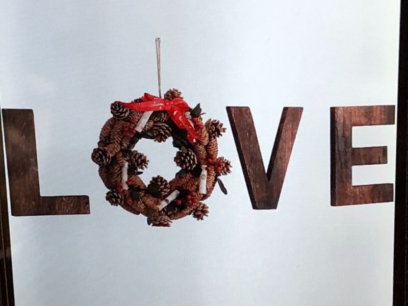 Photo 1 of  WOODEN LOVE HOME SIGN WITH ARTIFICIAL WREATH, WOODEN LOVE HOME SIGN WITH ARTIFICIAL WREATH 