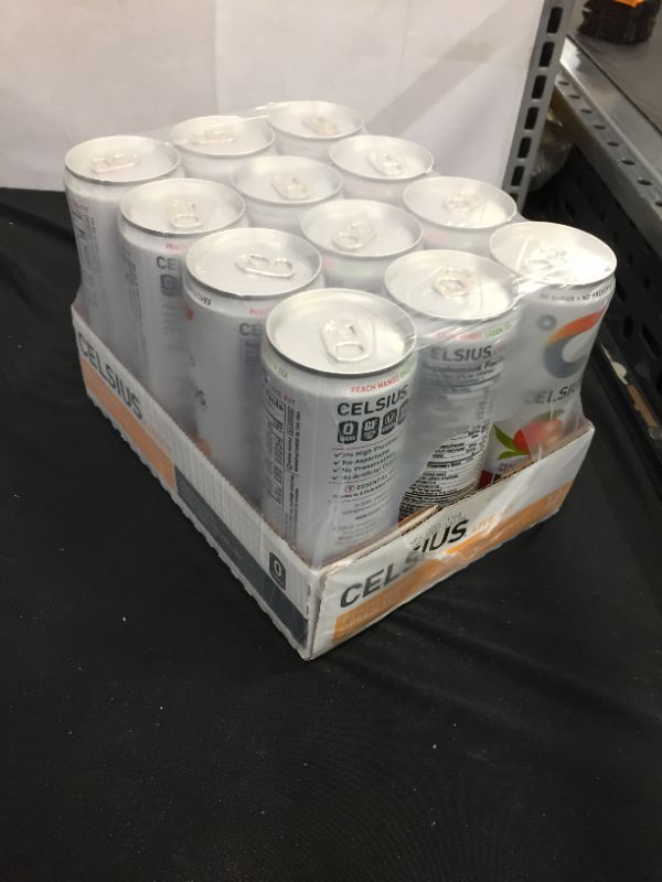 Photo 2 of Celsius Peach Mango Green Tea - 12 pack, 12 fl oz cans EXP7/2022