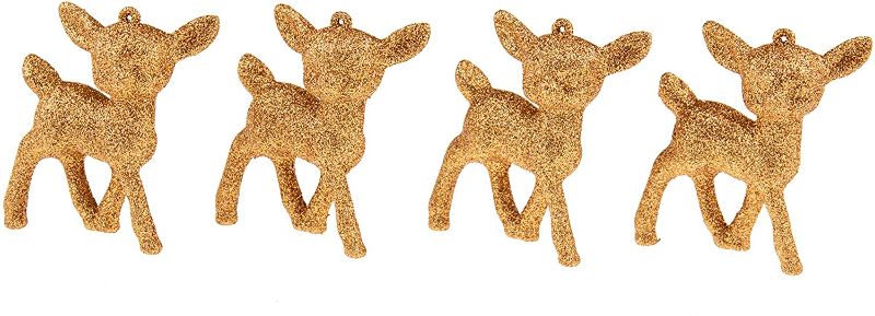 Photo 1 of Clever Creations Gold Reindeer Ornaments Set, Christmas Decor Theme, Shatter Resistant Sparkling Ornaments, 4 Pack 3 BOXES
