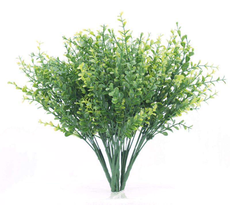 Photo 1 of Artificial Shrubs, Artificial Plant Eucalyptus Leave, The Bloom Times Fake Greenery Foliage Plants for Wedding, Garden, Farmhouse, Outdoor, Office Outdoor Decoration, Idea for Mother's Day(6 Pack)
