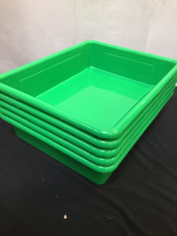 Photo 2 of Storex 62520U05C Storage Tray, Letter Size, 5-Pack, 10 x 13 x 3 Inches, Green,Flat Tray
