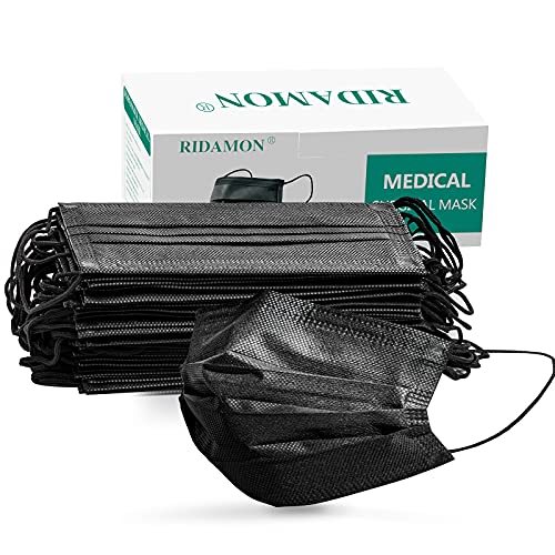 Photo 1 of Black disposable face masks medical grade,3 layer masks disposable 50 pack 2 BOXES