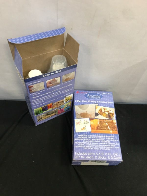 Photo 1 of 2 pack - Alumilite Amazing Clear Cast 10590, 8 Oz of Clear Coating and 8 Oz of Casting Resin
exp - 1 - 26 - 21 