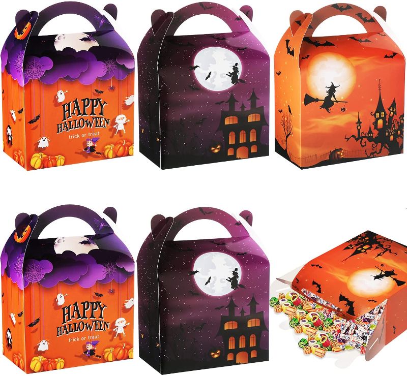 Photo 1 of 24 Pack Halloween Candy Boxes - Large Size Halloween Paper Treat Bags(7"x4"x6"), Halloween Party Favors, Halloween Snacks, Event Party Favor Supplies, Halloween Trick or Treat Bags

