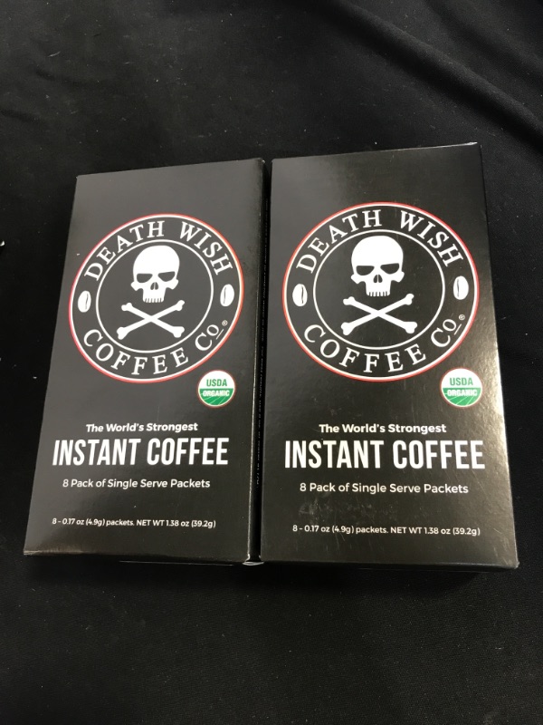 Photo 2 of 2 pack - 
Death Wish Coffee Co., Instant Coffee, Single Serve Packets, Net wt. 1.38 Oz (Pack of 8)
exp - sep - 9 - 22 