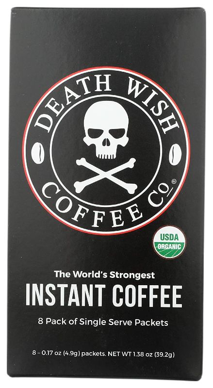 Photo 1 of 2 pack - 
Death Wish Coffee Co., Instant Coffee, Single Serve Packets, Net wt. 1.38 Oz (Pack of 8)
exp - sep - 9 - 22 