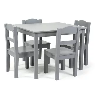 Photo 1 of 5pc Camden Kids' Wooden Table and Chair Set Gray - Humble Crew
