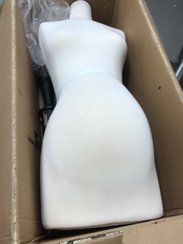 Photo 2 of (JF-F6/8W+BS-ATQ-BK) Size 6-8 Premium White Female Fully Pinnable Mannequin Dress Form with High Quality Antique Style Tripod Oakwood Base with Cap

