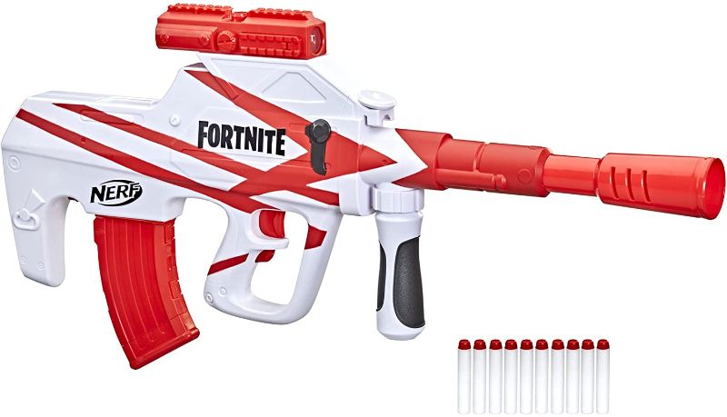 Photo 1 of NERF Fortnite B-AR Motorized Dart Blaster -- Fortnite Converge Wrap, Motorized 10-Dart Blasting, 10-Dart Clip, 10 Official Elite Darts (Frustration-Free Packaging)
