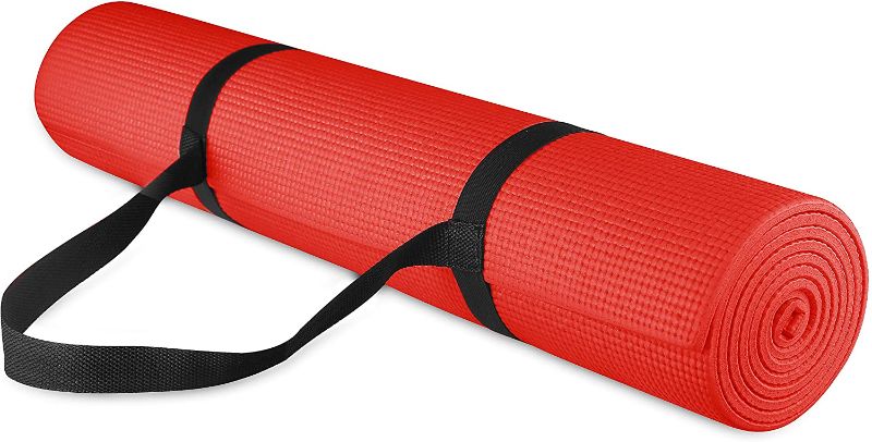 Photo 1 of BalanceFrom GoYoga All-Purpose 1/4-Inch High Density Anti-Tear Exercise Yoga Mat with Carrying Strap. COLOR SALMON RED
