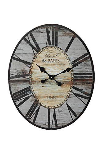 Photo 1 of Creative Co-Op Distressed Wood Wall Clock, 29" Oval, Grey
