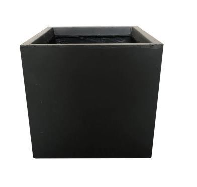 Photo 1 of 16 in. Tall Charcoal Lightweight Concrete Square Modern Outdoor Planter
