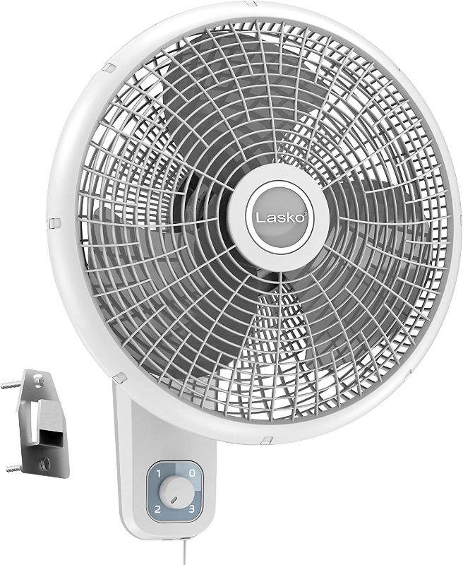 Photo 1 of Lasko M16900 Oscillating 16 inch Wall Mount Fan for Indoor Use, Light Grey
