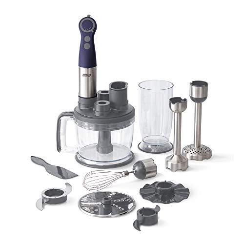 Photo 1 of Dash Chef Series Deluxe Immersion Hand Blender, 5 Speed Stick Blender with Stainless Steel Blades, Dough Hooks, Food Processor, Grate, Mash, Slice, Whisk Attachments and Recipe Guide Midnight